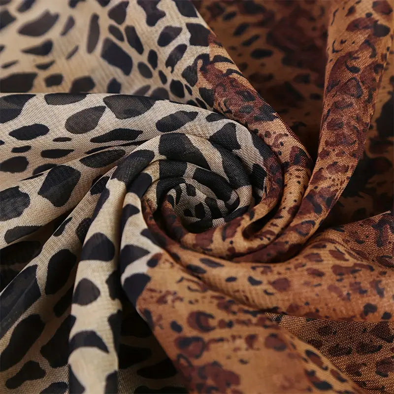 Ruby | Bohemian leopard print chiffon scarf