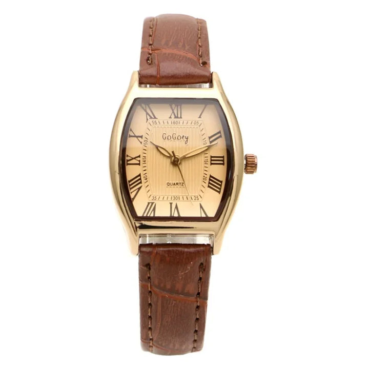 Karoline | Thit Retro women's watch with brown leather strap