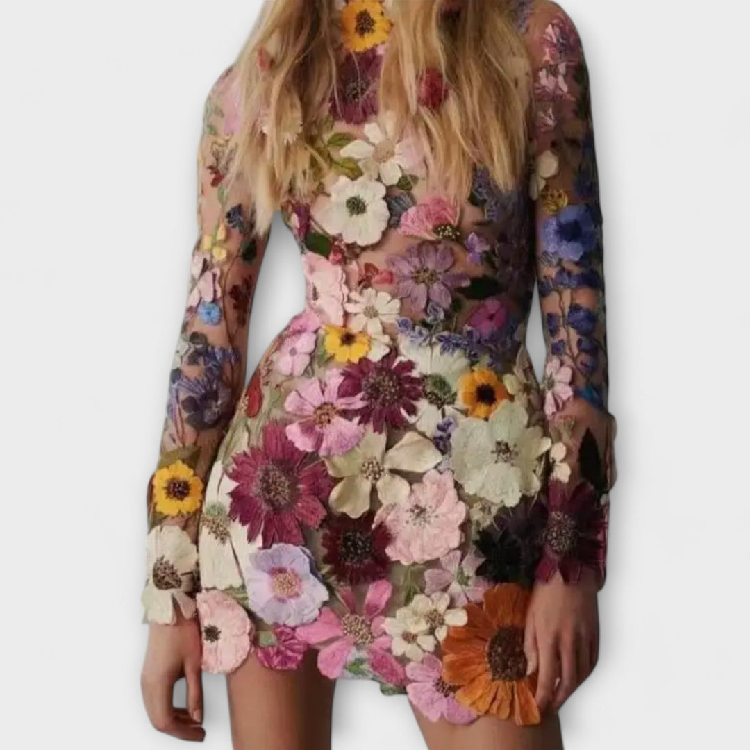 Dolores - Dress with 3D Flower Print