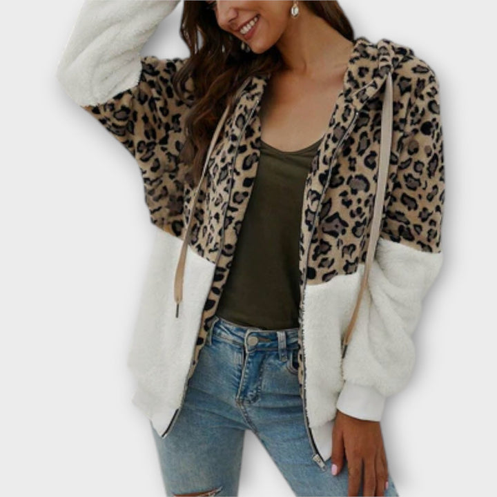 Githa - Fleece Hoodie with Leopard Design