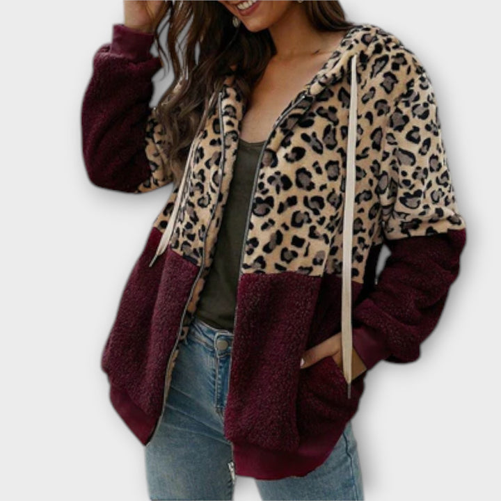 Githa - Fleece Hoodie with Leopard Design