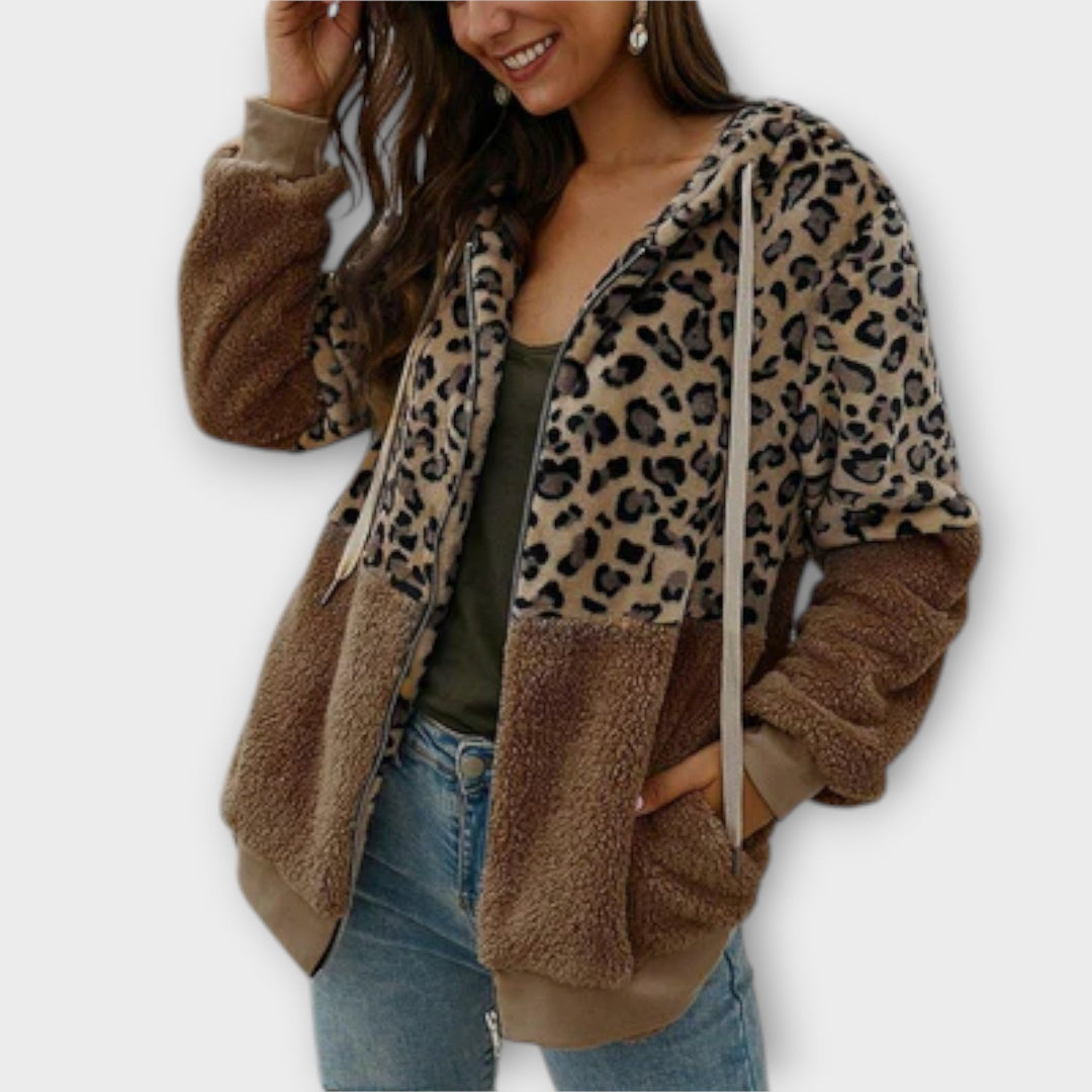 Githa - Fleece Hoodie with Leopard Design