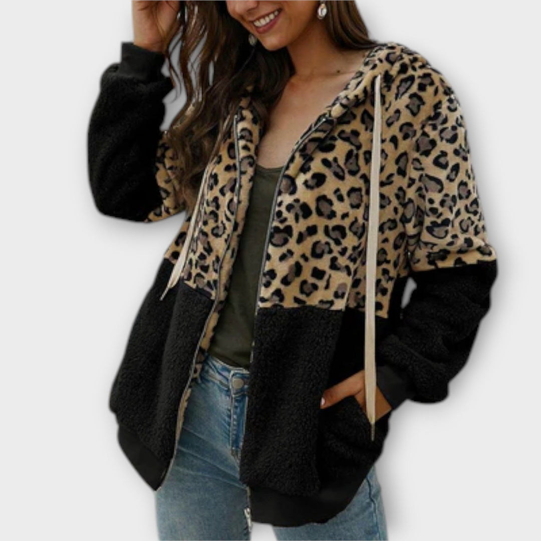 Githa - Fleece Hoodie with Leopard Design