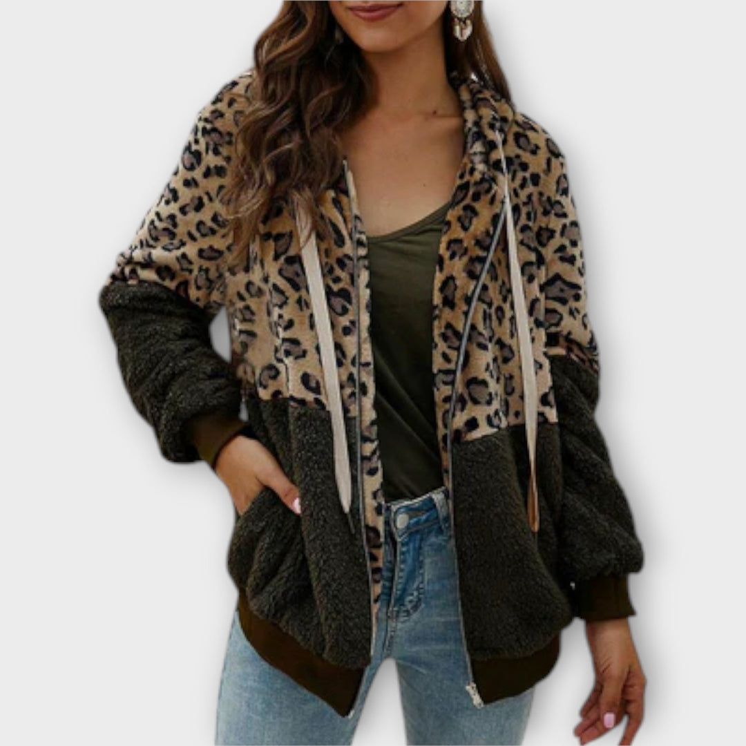 Githa - Fleece Hoodie with Leopard Design