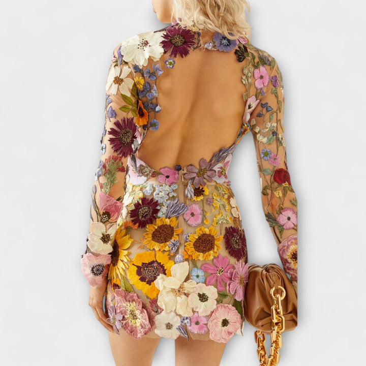 Dolores - Dress with 3D Flower Print